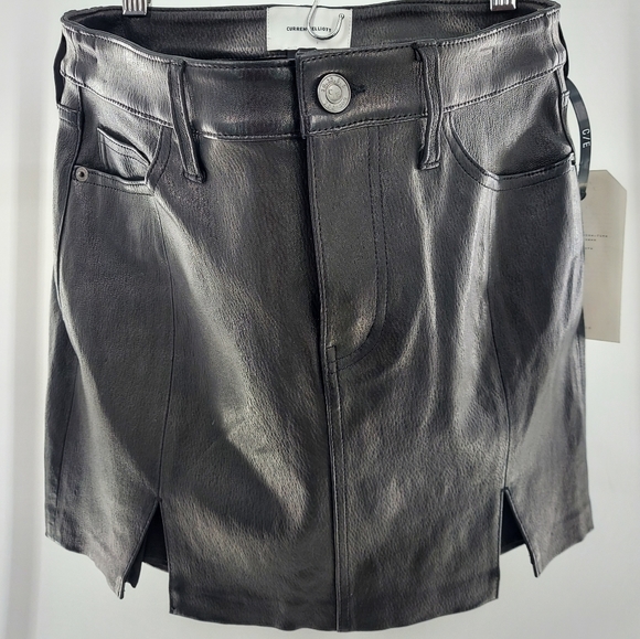 Current/Elliott Leather Contrast Skirt 28 - Picture 4 of 12
